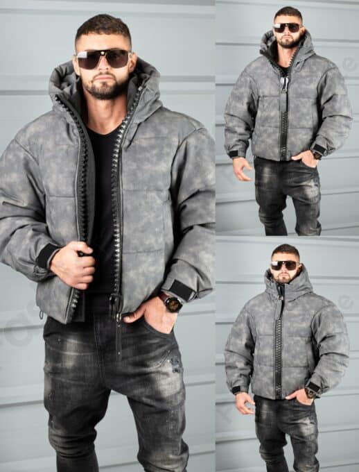 Ανδρικό Oversize μπουφάν με 3D φερμουάρ-κωδ 88539
