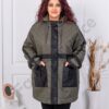 Plus size μπουφάν με λεπτομέρεια σουέτ δέρμα-χακί-κωδ 63281-2