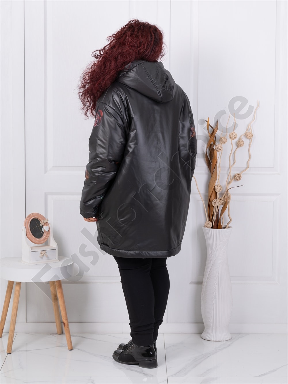 Plus size μπουφάν με τριαντάφυλλα και στρας-κωδ 71397