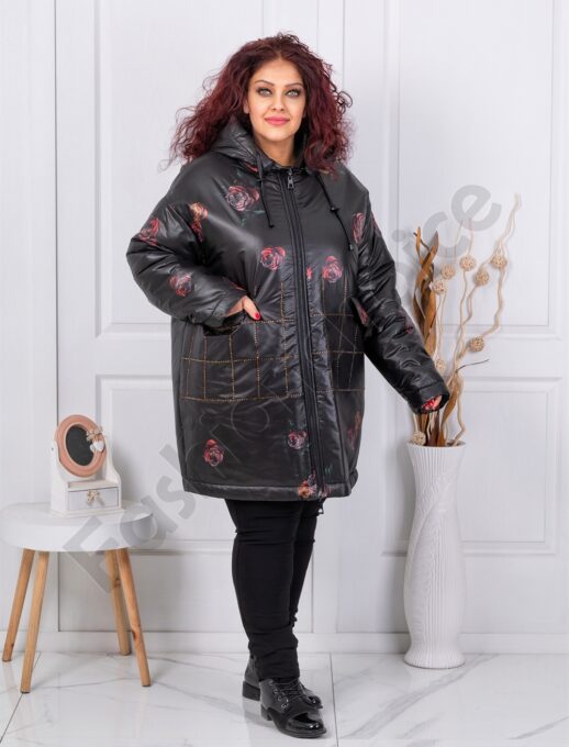 Plus size μπουφάν με τριαντάφυλλα και στρας-κωδ 71397