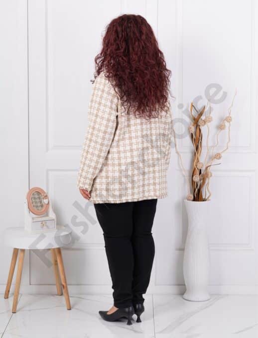 Plus size μπλέιζερ πιε ντε πουλ-μπεζ-κωδ 5031-1