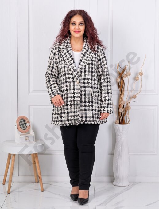 Plus size μπλέιζερ πιε ντε πουλ-μαύρο-κωδ 5031