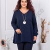 Plus size μπλούζα με πλισέ στη πλάτη-σκούρο μπλε-κωδ 99968-1