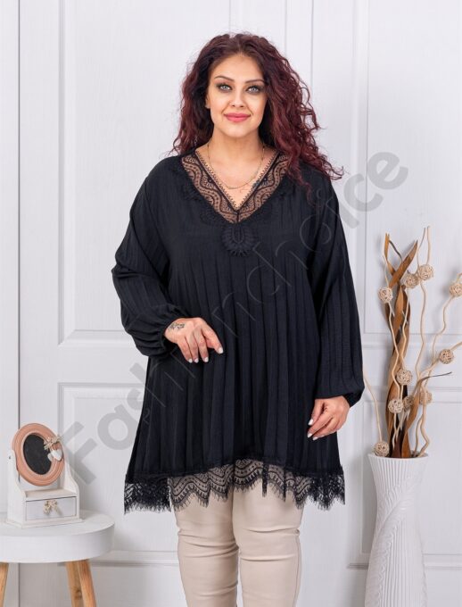 Plus size πλισέ τουνίκ με δαντέλα-κωδ 99957