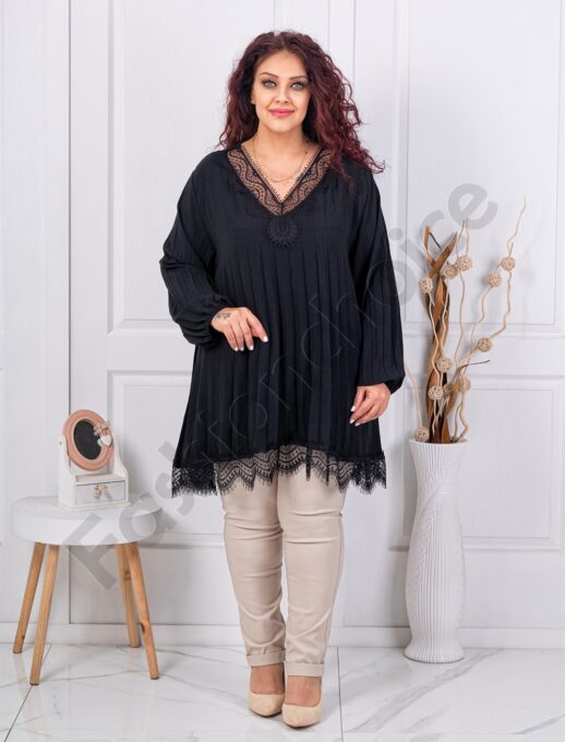 Plus size πλισέ τουνίκ με δαντέλα-κωδ 99957