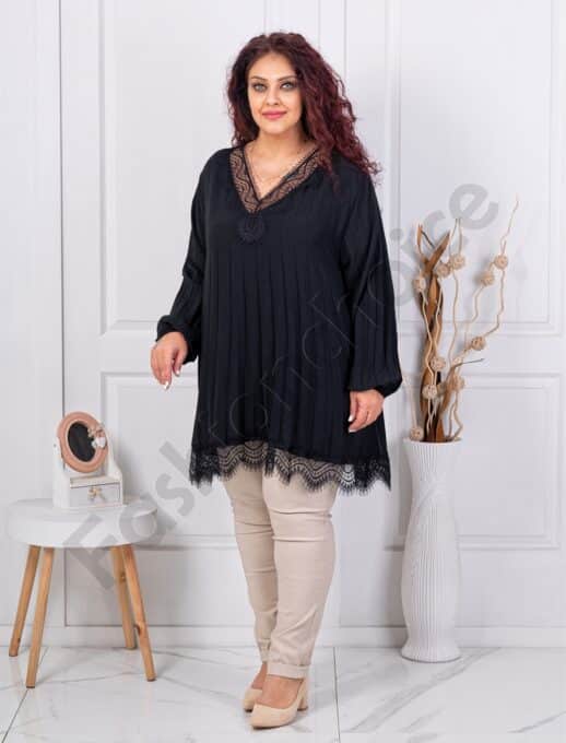 Plus size πλισέ τουνίκ με δαντέλα-κωδ 99957