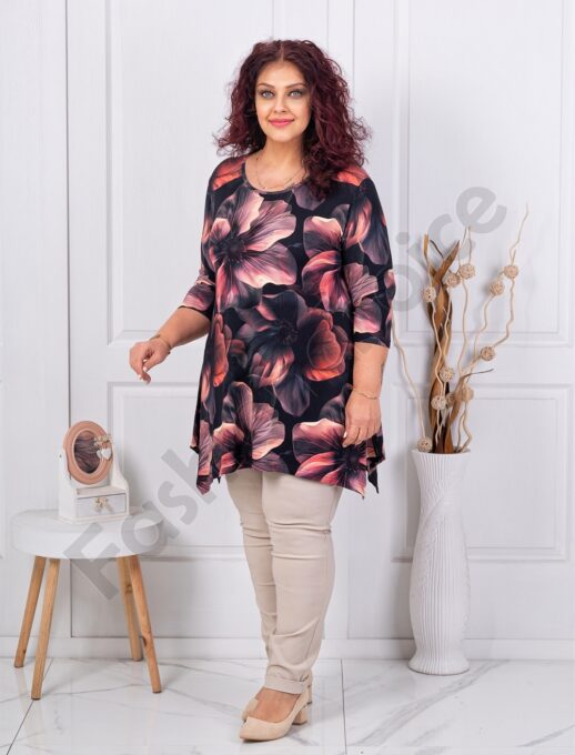 Plus size τουνίκ φλοράλ-ροζ-κωδ 25116-4