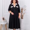 Plus size φόρεμα με γιακά-μαύρο-κωδ 1482