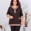 Plus size μπλούζα με διακοσμητικά κουμπιά-καφέ-κωδ 261475