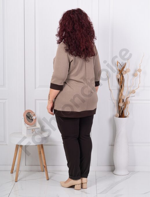 Plus size μπλούζα με διακοσμητικά κουμπιά-μόκα-κωδ 261475-3