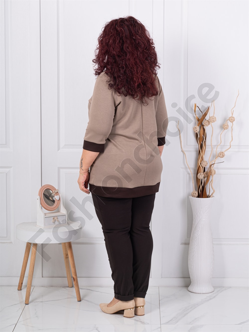 Plus size μπλούζα με διακοσμητικά κουμπιά-μόκα-κωδ 261475-3