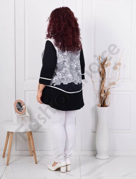 Plus size μπλούζα με ντεσέν απομίμηση δαντέλα-κωδ 24028