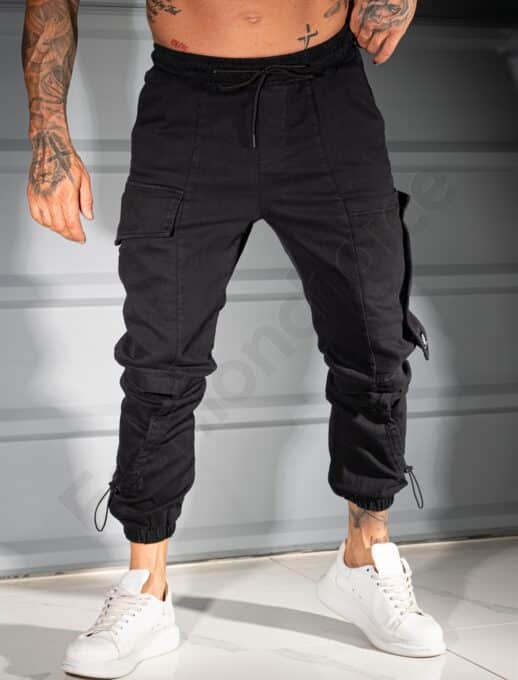 Ανδρικό jogger παντελόνι με cargo τσέπες-μαύρο-κωδ 3108