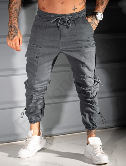 Ανδρικό jogger παντελόνι με cargo τσέπες-γκρι-κωδ 3108-2
