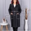 Plus size παλτό με λεπτομέρεια κέντημα-κωδ 30075