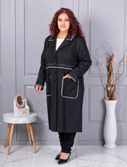 Plus size παλτό με λεπτομέρεια κέντημα-κωδ 30075
