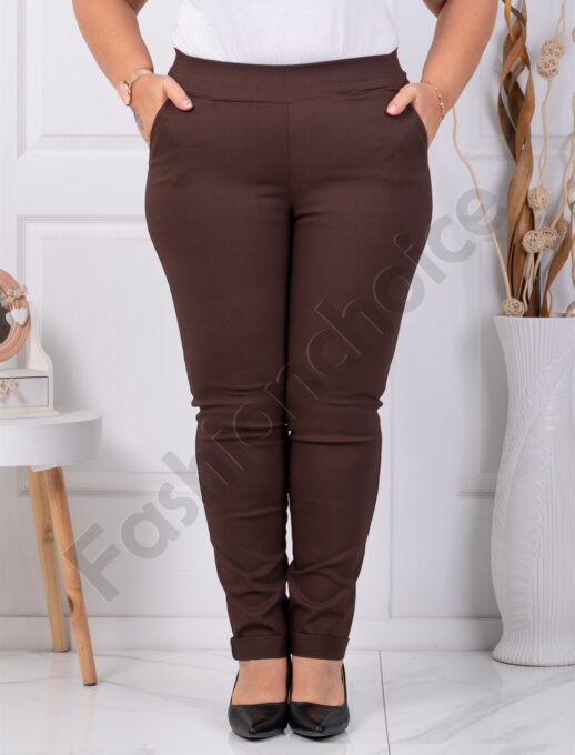 Plus size παντελόνι Push up ελαστικό-καφέ ανοιχτό-κωδ 24348-23