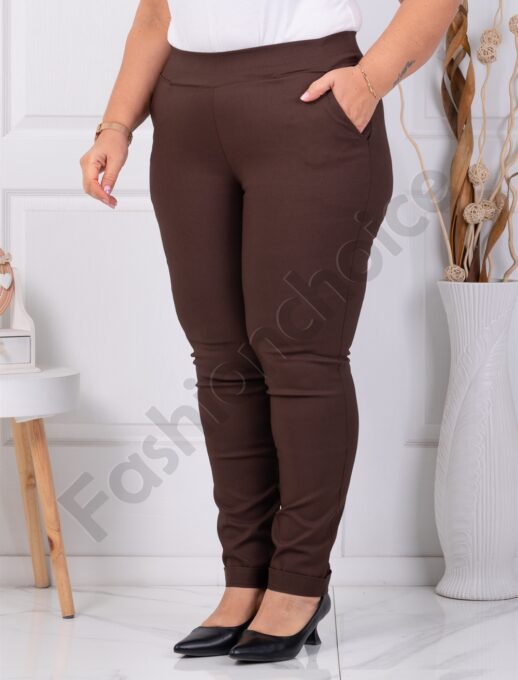 Plus size παντελόνι Push up ελαστικό-καφέ ανοιχτό-κωδ 24348-23