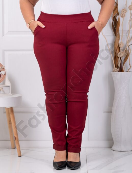 Plus size παντελόνι Push up ελαστικό-μπορντό-κωδ 24348-24