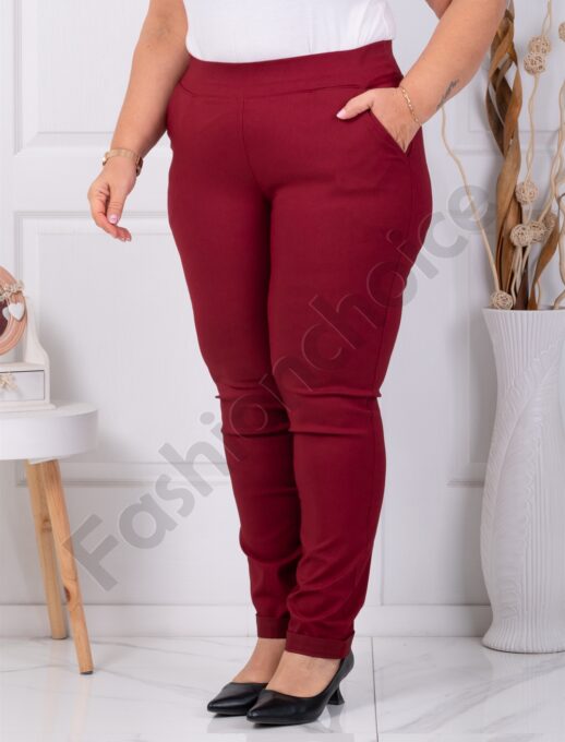 Plus size παντελόνι Push up ελαστικό-μπορντό-κωδ 24348-24