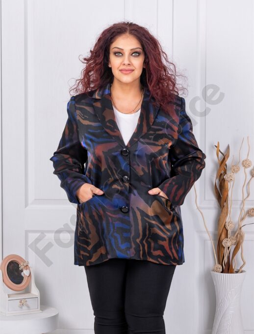 Plus size σακάκι με χρωματιστό animal print-κωδ 30086