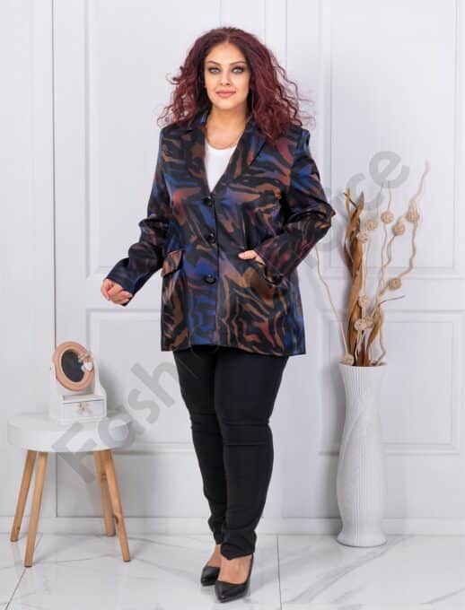 Plus size σακάκι με χρωματιστό animal print-κωδ 30086