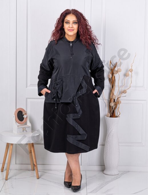Plus size φόρεμα με συνδυασμό υφασμάτων-κωδ 40099
