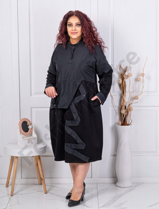 Plus size φόρεμα με συνδυασμό υφασμάτων-κωδ 40099