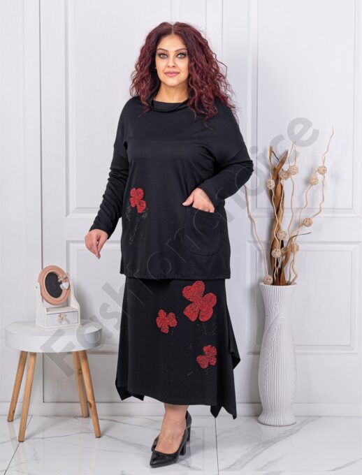Plus size σετ με απλικέ και χάντρες-κωδ 22818