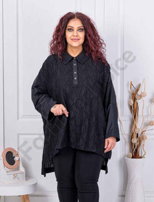 Plus size ασύμμετρη τουνίκ με γιακά-κωδ 23058