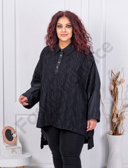 Plus size ασύμμετρη τουνίκ με γιακά-κωδ 23058