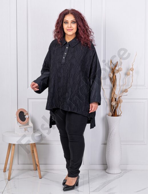 Plus size ασύμμετρη τουνίκ με γιακά-κωδ 23058