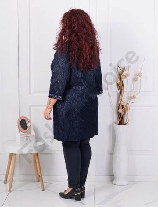 Plus size παλτό με δαντέλα και διακοσμητικές πέτρες-κωδ 3022