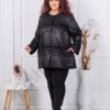 Plus size κοντό παλτό με γυαλιστερή ριγέ όψη-κωδ 3588