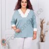 Plus size V μπλούζα-ανοιχτό μπλε-κωδ 261477