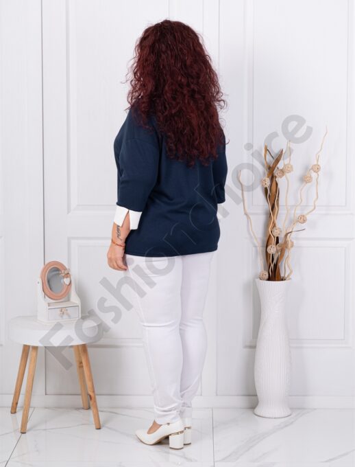 Plus size V μπλούζα-σκούρο μπλε-κωδ 261477-1
