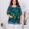 Plus size σιφόν μπλούζα-πράσινο/μπλε-κωδ 26001