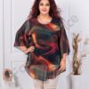 Plus size σιφόν τουνίκ-μαύρο/κόκκινο-κωδ 26368-3