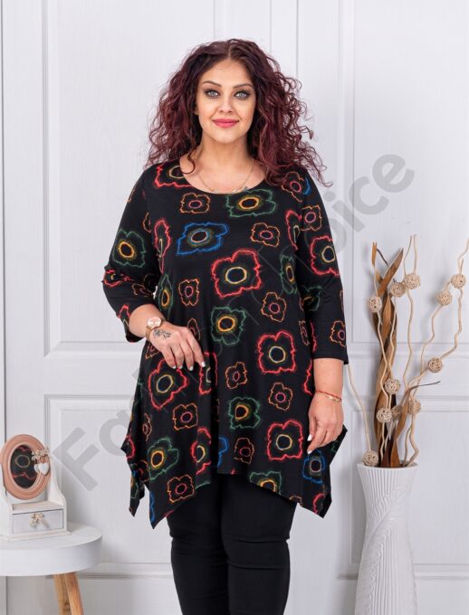 Plus size ασύμμετρη τουνίκ-φλοράλ τύπωμα-κωδ 1432-3