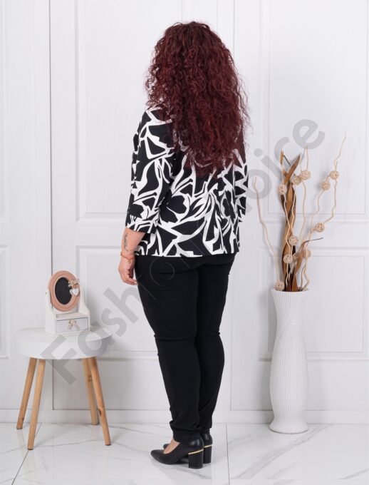Plus size κομψο σακάκι σε άσπρο/μαύρο χρώμα-κωδ 1439-13