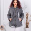 Plus size τζιν μπουφάν με κουκούλα και απλικέ-γραφίτη-κωδ 9195