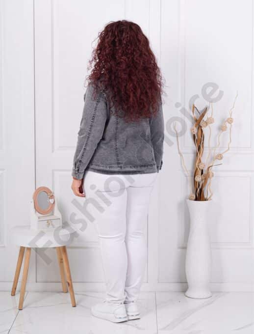Plus size τζιν μπουφάν-γκρι-κωδ 7509