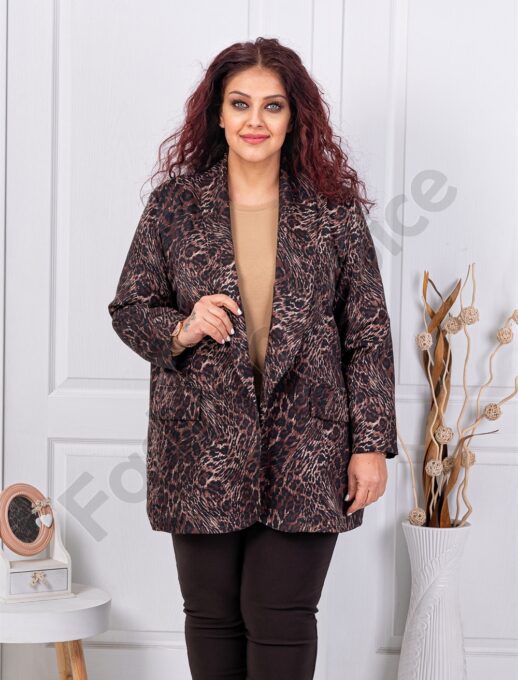 Plus size μπλέιζερ-animal print-κωδ 26072