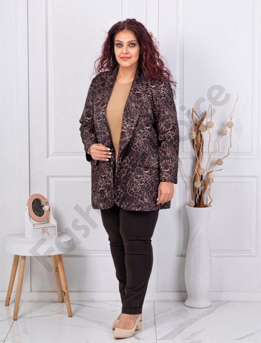Plus size μπλέιζερ-animal print-κωδ 26072