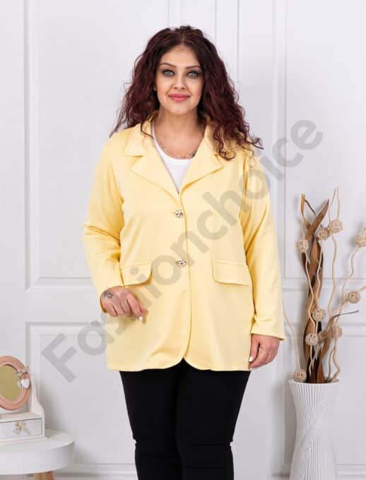 Plus size casual γυναικείο σακάκι-κίτρινο-κωδ 24487-2