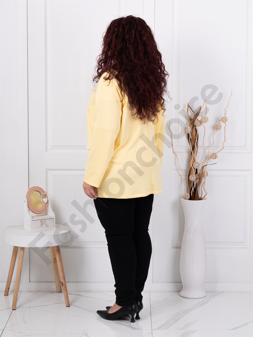 Plus size casual γυναικείο σακάκι-κίτρινο-κωδ 24487-2