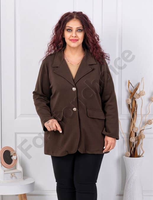 Plus size casual γυναικείο σακάκι-καφέ-κωδ 24487-1