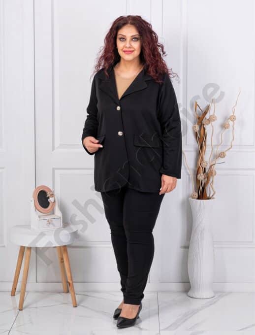 Plus size σακάκι casual στυλ-μαύρο-κωδ 24487