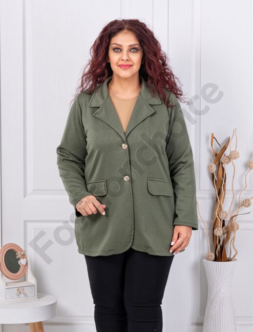 Plus size casual γυναικείο σακάκι-χακί-κωδ 24487-4