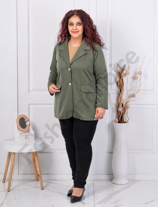 Plus size casual γυναικείο σακάκι-χακί-κωδ 24487-4